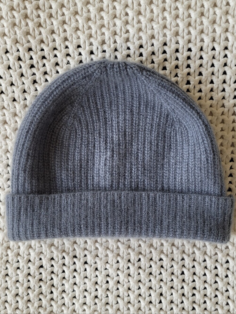 Quince 100% Mongolian Cashmere Ribbed Beanie, Steel Blue